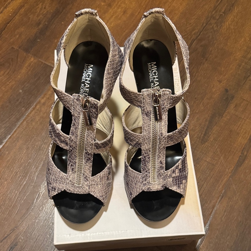 Michael Kors Snakeskin Heels - Black and Gray